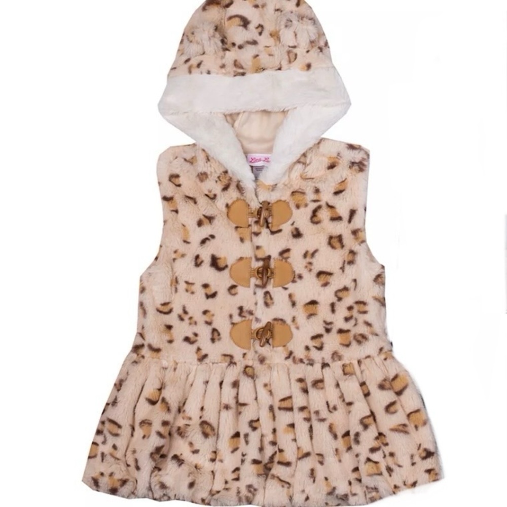 Little Lass Leopard Print Hooded Vest with Ears